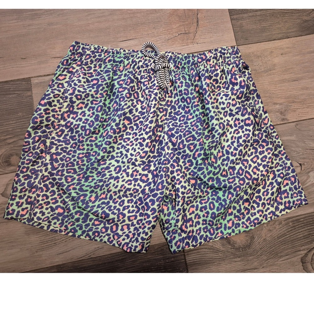 Boardies Apparel Mens Neon Leopard Print Swim Trunks Green Purple Orange Size M